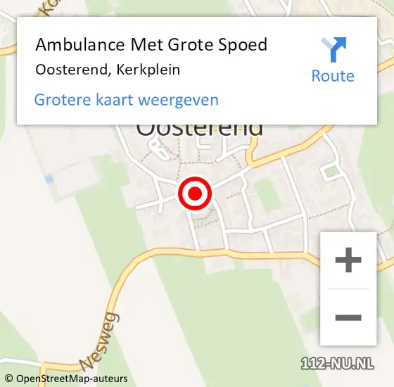 Locatie op kaart van de 112 melding: Ambulance Met Grote Spoed Naar Oosterend, Kerkplein op 1 juni 2023 15:36