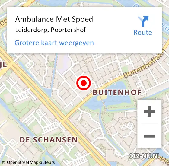 Locatie op kaart van de 112 melding: Ambulance Met Spoed Naar Leiderdorp, Poortershof op 1 juni 2023 15:52