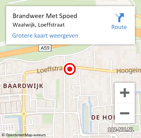 Locatie op kaart van de 112 melding: Brandweer Met Spoed Naar Waalwijk, Loeffstraat op 1 juni 2023 16:07