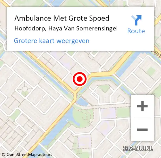 Locatie op kaart van de 112 melding: Ambulance Met Grote Spoed Naar Hoofddorp, Haya Van Somerensingel op 27 augustus 2014 13:37