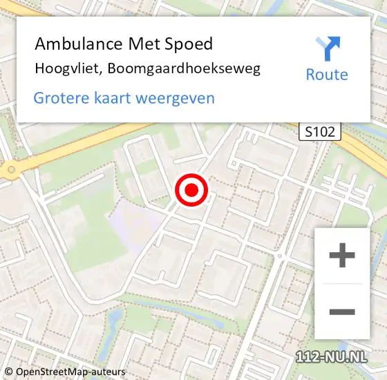 Locatie op kaart van de 112 melding: Ambulance Met Spoed Naar Hoogvliet, Boomgaardhoekseweg op 1 juni 2023 16:12