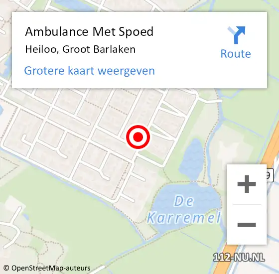 Locatie op kaart van de 112 melding: Ambulance Met Spoed Naar Heiloo, Groot Barlaken op 1 juni 2023 16:13