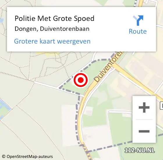 Locatie op kaart van de 112 melding: Politie Met Grote Spoed Naar Dongen, Duiventorenbaan op 1 juni 2023 16:14