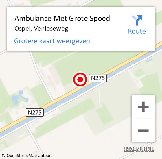 Locatie op kaart van de 112 melding: Ambulance Met Grote Spoed Naar Ospel, Venloseweg op 1 juni 2023 16:17