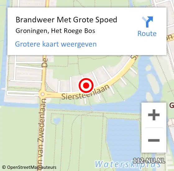 Locatie op kaart van de 112 melding: Brandweer Met Grote Spoed Naar Groningen, Het Roege Bos op 1 juni 2023 16:42