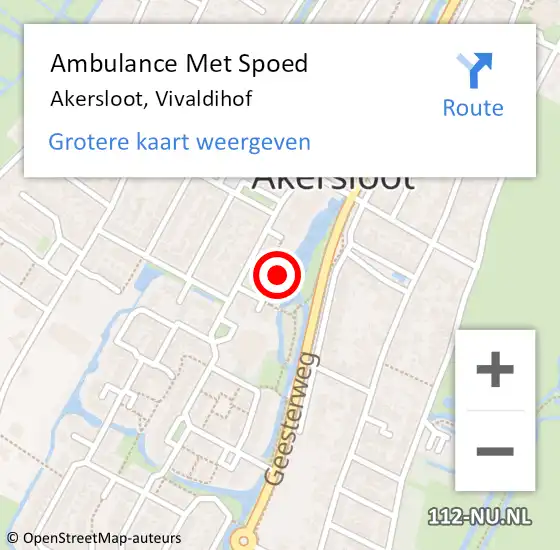 Locatie op kaart van de 112 melding: Ambulance Met Spoed Naar Akersloot, Vivaldihof op 1 juni 2023 16:49