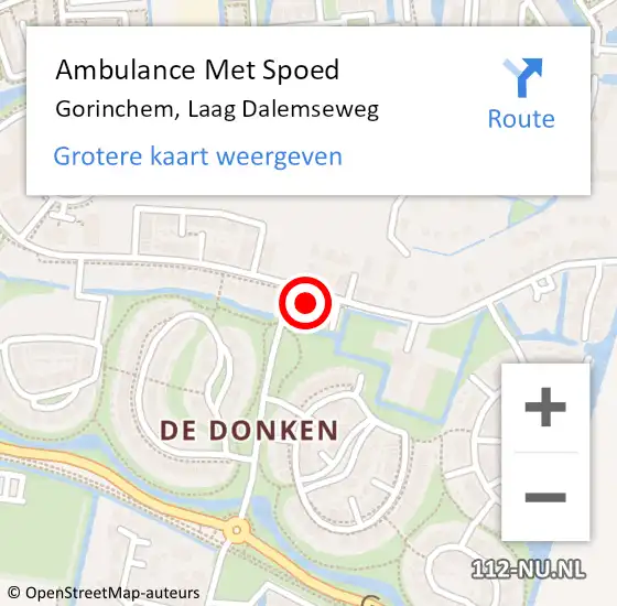 Locatie op kaart van de 112 melding: Ambulance Met Spoed Naar Gorinchem, Laag Dalemseweg op 1 juni 2023 17:05