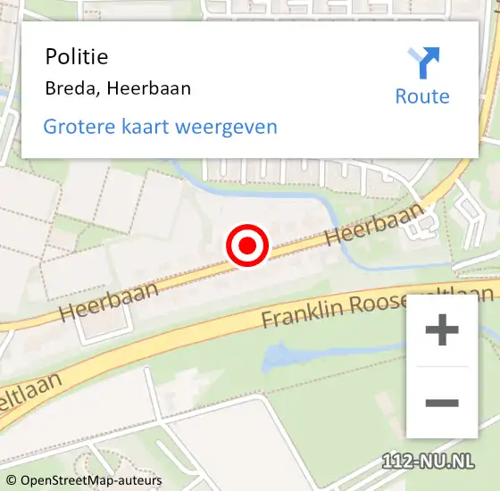 Locatie op kaart van de 112 melding: Politie Breda, Heerbaan op 1 juni 2023 17:08