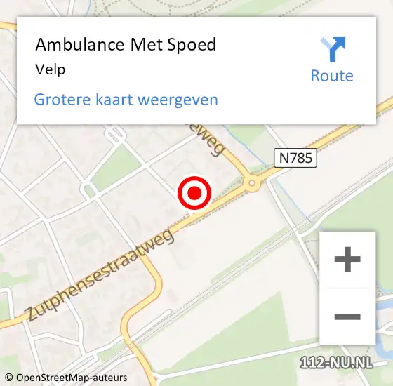 Locatie op kaart van de 112 melding: Ambulance Met Spoed Naar Velp op 1 juni 2023 17:10