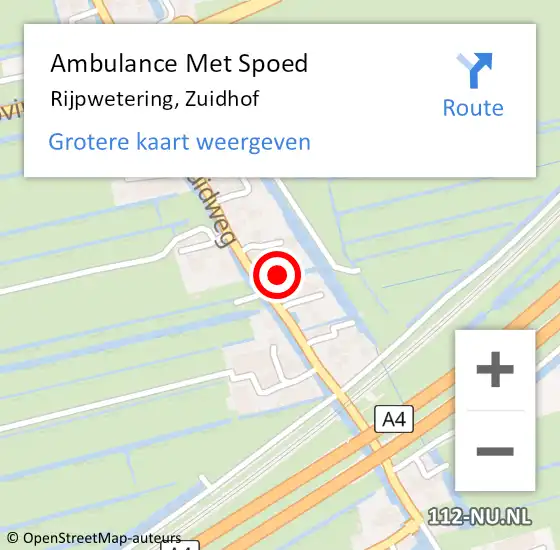 Locatie op kaart van de 112 melding: Ambulance Met Spoed Naar Rijpwetering, Zuidhof op 1 juni 2023 17:25