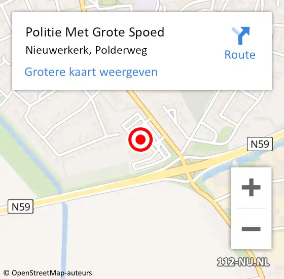 Locatie op kaart van de 112 melding: Politie Met Grote Spoed Naar Nieuwerkerk, Polderweg op 1 juni 2023 18:08