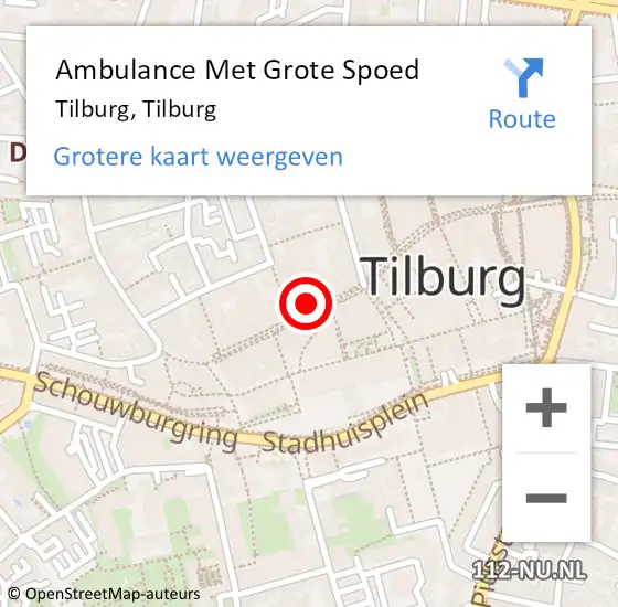 Locatie op kaart van de 112 melding: Ambulance Met Grote Spoed Naar Tilburg, Tilburg op 27 augustus 2014 13:49