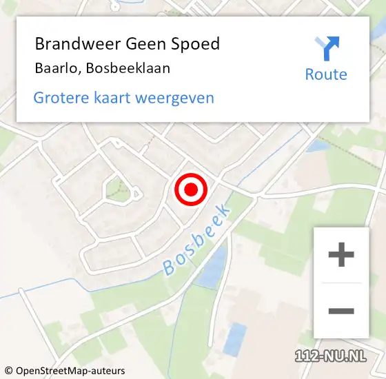 Locatie op kaart van de 112 melding: Brandweer Geen Spoed Naar Baarlo, Bosbeeklaan op 1 juni 2023 18:42