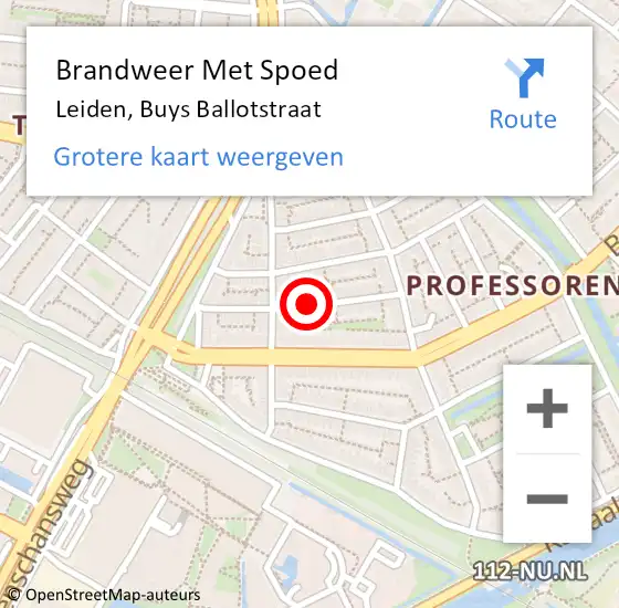 Locatie op kaart van de 112 melding: Brandweer Met Spoed Naar Leiden, Buys Ballotstraat op 1 juni 2023 18:49