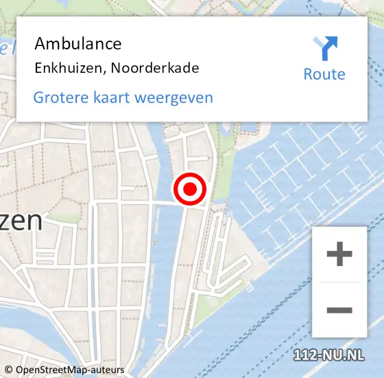 Locatie op kaart van de 112 melding: Ambulance Enkhuizen, Noorderkade op 1 juni 2023 18:58