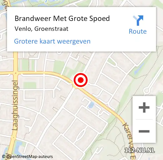 Locatie op kaart van de 112 melding: Brandweer Met Grote Spoed Naar Venlo, Groenstraat op 1 juni 2023 18:59