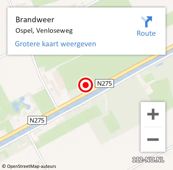 Locatie op kaart van de 112 melding: Brandweer Ospel, Venloseweg op 1 juni 2023 19:05