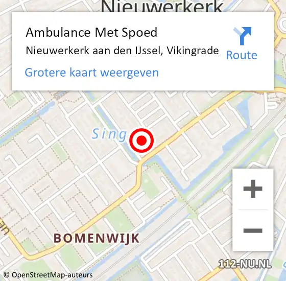 Locatie op kaart van de 112 melding: Ambulance Met Spoed Naar Nieuwerkerk aan den IJssel, Vikingrade op 1 juni 2023 19:07