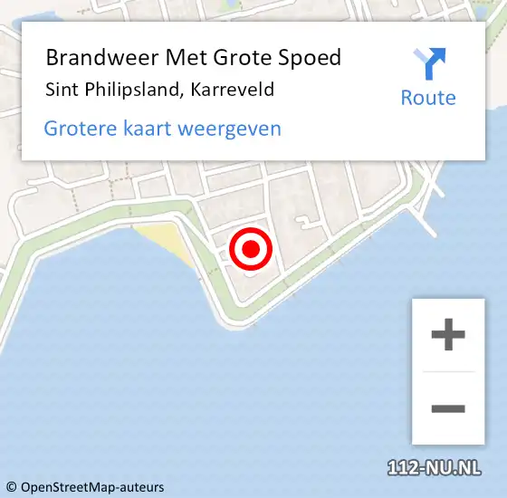 Locatie op kaart van de 112 melding: Brandweer Met Grote Spoed Naar Sint Philipsland, Karreveld op 1 juni 2023 19:17