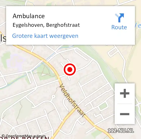 Locatie op kaart van de 112 melding: Ambulance Eygelshoven, Berghofstraat op 27 augustus 2014 13:54