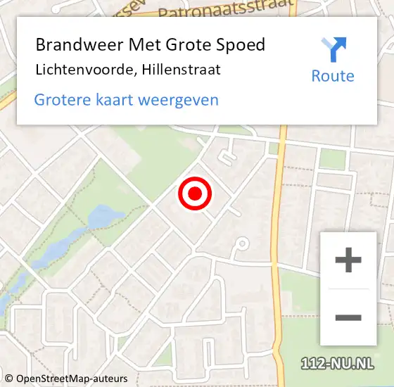 Locatie op kaart van de 112 melding: Brandweer Met Grote Spoed Naar Lichtenvoorde, Hillenstraat op 1 juni 2023 20:19