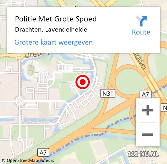 Locatie op kaart van de 112 melding: Politie Met Grote Spoed Naar Drachten, Lavendelheide op 1 juni 2023 20:28