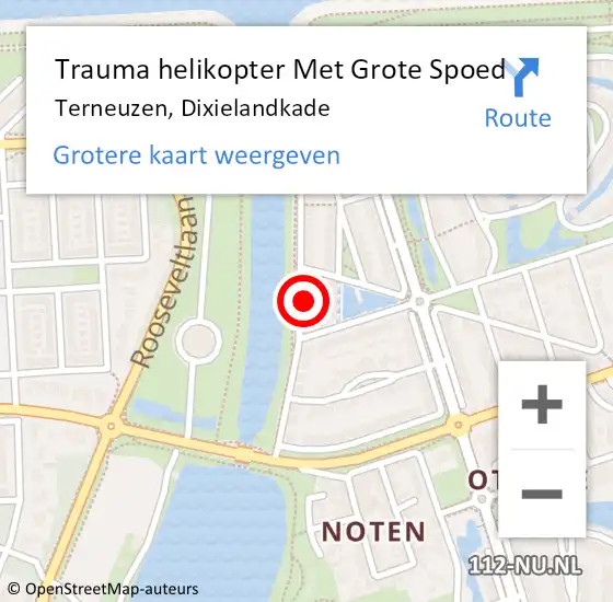 Locatie op kaart van de 112 melding: Trauma helikopter Met Grote Spoed Naar Terneuzen, Dixielandkade op 1 juni 2023 20:29