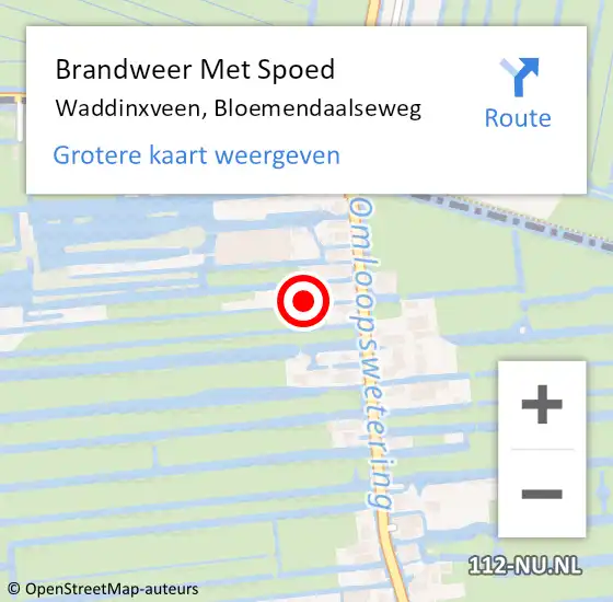 Locatie op kaart van de 112 melding: Brandweer Met Spoed Naar Waddinxveen, Bloemendaalseweg op 1 juni 2023 20:31