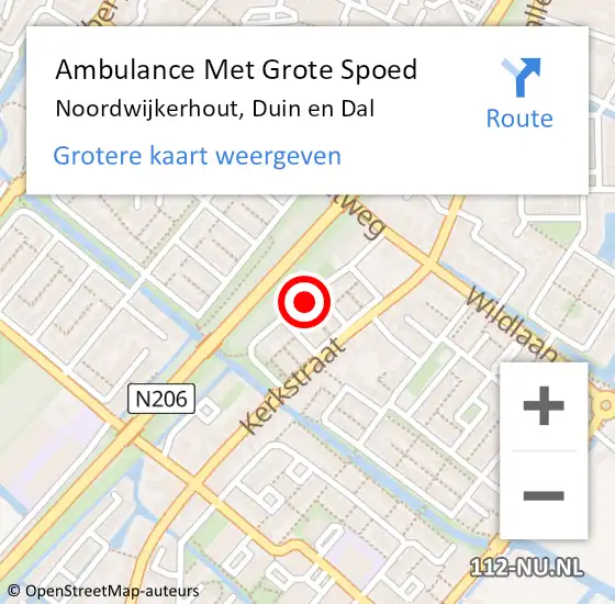 Locatie op kaart van de 112 melding: Ambulance Met Grote Spoed Naar Noordwijkerhout, Duin en Dal op 1 juni 2023 21:04