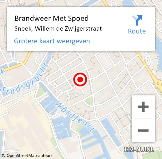 Locatie op kaart van de 112 melding: Brandweer Met Spoed Naar Sneek, Willem de Zwijgerstraat op 1 juni 2023 21:16