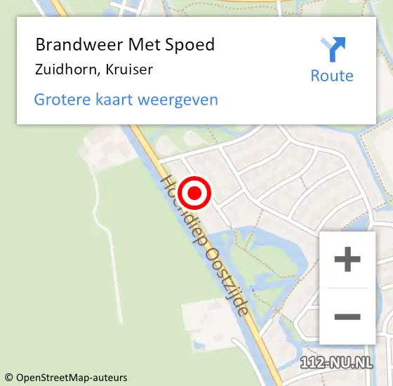 Locatie op kaart van de 112 melding: Brandweer Met Spoed Naar Zuidhorn, Kruiser op 1 juni 2023 21:33