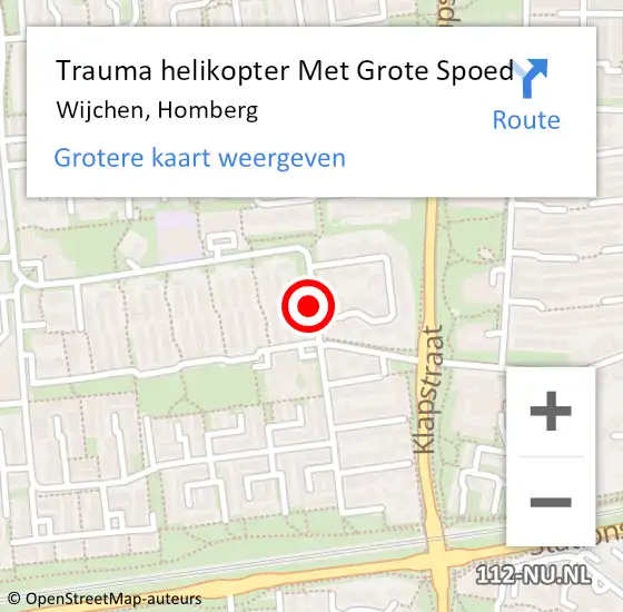 Locatie op kaart van de 112 melding: Trauma helikopter Met Grote Spoed Naar Wijchen, Homberg op 1 juni 2023 21:40