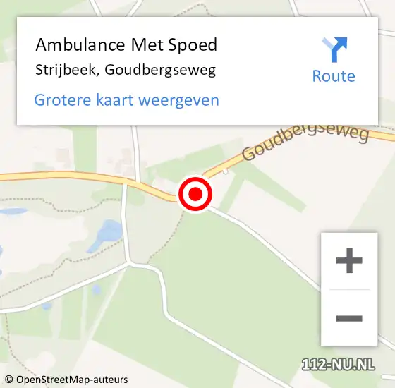 Locatie op kaart van de 112 melding: Ambulance Met Spoed Naar Strijbeek, Goudbergseweg op 27 augustus 2014 14:02