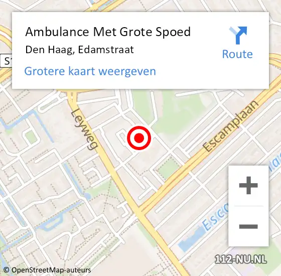 Locatie op kaart van de 112 melding: Ambulance Met Grote Spoed Naar Den Haag, Edamstraat op 1 juni 2023 22:01