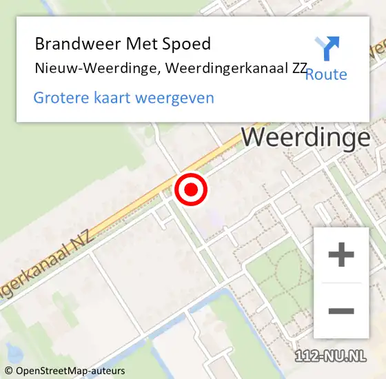 Locatie op kaart van de 112 melding: Brandweer Met Spoed Naar Nieuw-Weerdinge, Weerdingerkanaal ZZ op 1 juni 2023 22:20