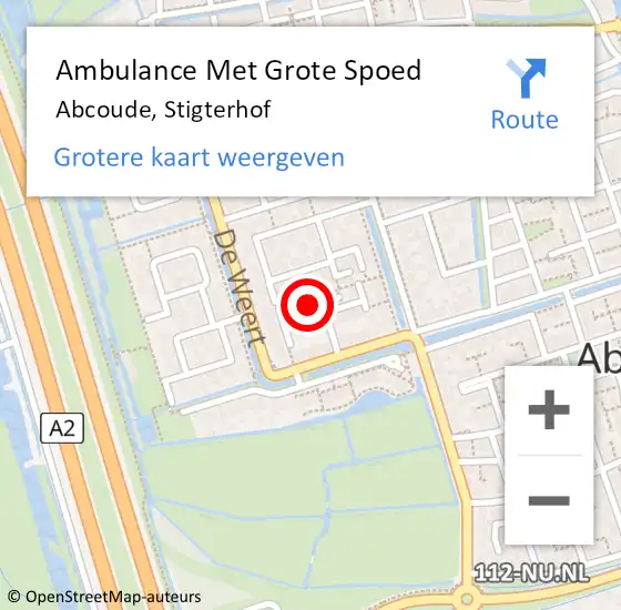 Locatie op kaart van de 112 melding: Ambulance Met Grote Spoed Naar Abcoude, Stigterhof op 1 juni 2023 22:30