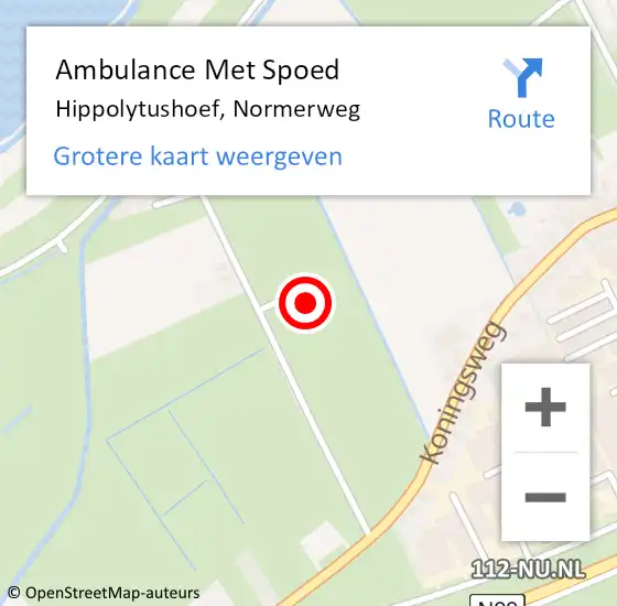 Locatie op kaart van de 112 melding: Ambulance Met Spoed Naar Hippolytushoef, Normerweg op 1 juni 2023 22:40