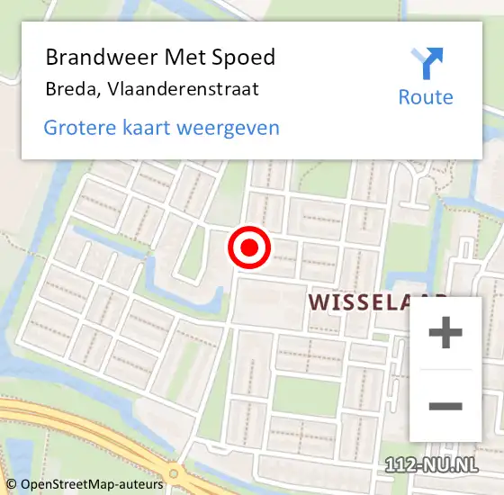 Locatie op kaart van de 112 melding: Brandweer Met Spoed Naar Breda, Vlaanderenstraat op 1 juni 2023 23:52