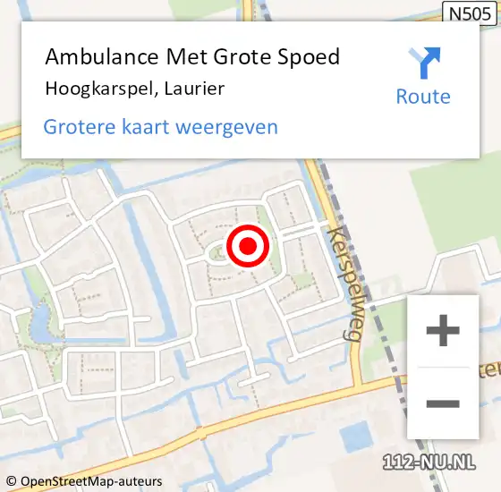 Locatie op kaart van de 112 melding: Ambulance Met Grote Spoed Naar Hoogkarspel, Laurier op 2 juni 2023 01:02