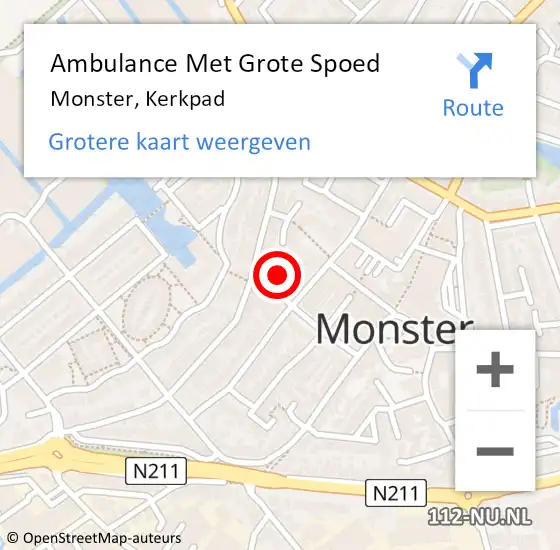 Locatie op kaart van de 112 melding: Ambulance Met Grote Spoed Naar Monster, Kerkpad op 2 juni 2023 01:38