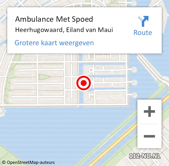 Locatie op kaart van de 112 melding: Ambulance Met Spoed Naar Heerhugowaard, Eiland van Maui op 2 juni 2023 01:52