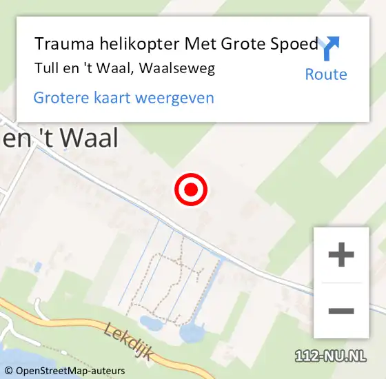 Locatie op kaart van de 112 melding: Trauma helikopter Met Grote Spoed Naar Tull en 't Waal, Waalseweg op 2 juni 2023 02:24