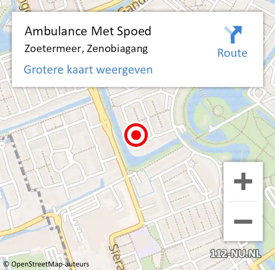 Locatie op kaart van de 112 melding: Ambulance Met Spoed Naar Zoetermeer, Zenobiagang op 2 juni 2023 02:39