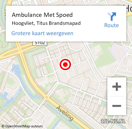 Locatie op kaart van de 112 melding: Ambulance Met Spoed Naar Hoogvliet, Titus Brandsmapad op 2 juni 2023 03:22