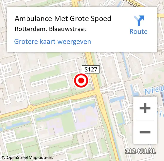 Locatie op kaart van de 112 melding: Ambulance Met Grote Spoed Naar Rotterdam, Blaauwstraat op 2 juni 2023 03:36