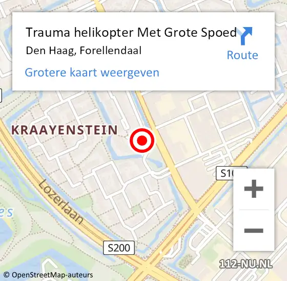 Locatie op kaart van de 112 melding: Trauma helikopter Met Grote Spoed Naar Den Haag, Forellendaal op 2 juni 2023 04:58