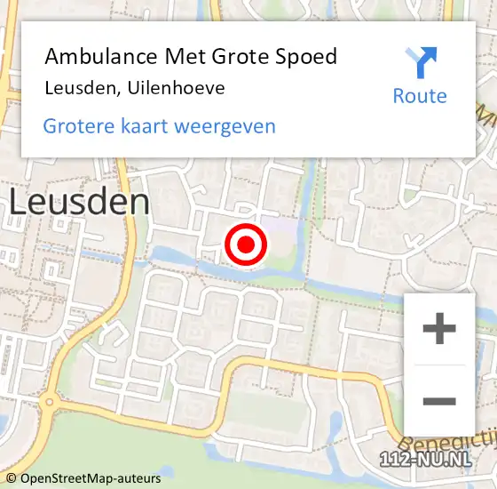 Locatie op kaart van de 112 melding: Ambulance Met Grote Spoed Naar Leusden, Uilenhoeve op 12 oktober 2013 20:59