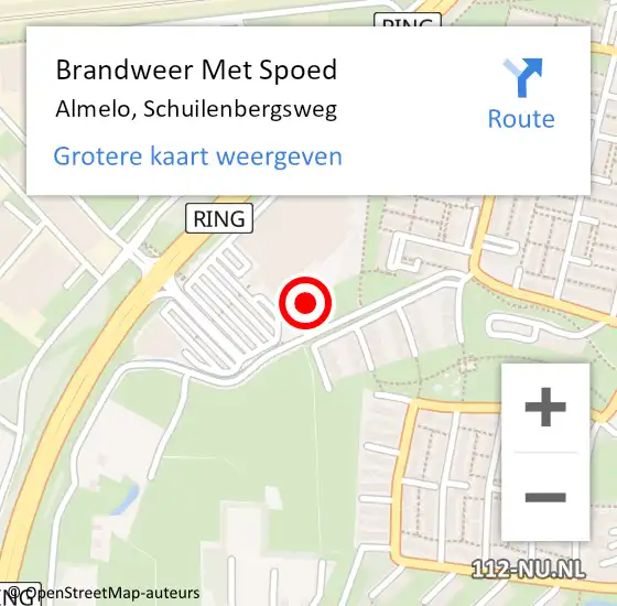 Locatie op kaart van de 112 melding: Brandweer Met Spoed Naar Almelo, Schuilenbergsweg op 2 juni 2023 05:49