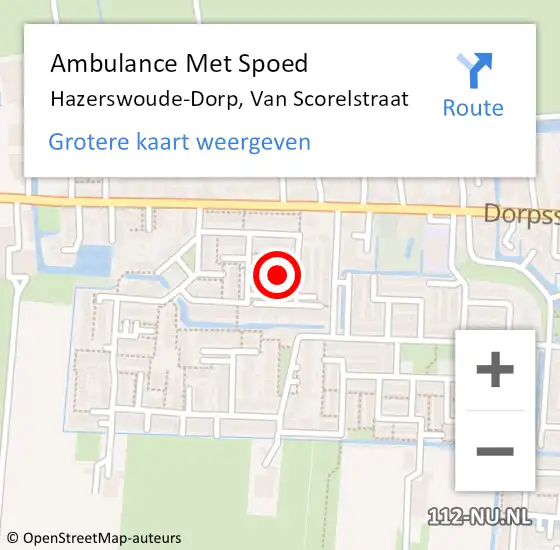 Locatie op kaart van de 112 melding: Ambulance Met Spoed Naar Hazerswoude-Dorp, van Scorelstraat op 2 juni 2023 05:58