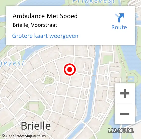 Locatie op kaart van de 112 melding: Ambulance Met Spoed Naar Brielle, Voorstraat op 2 juni 2023 06:20